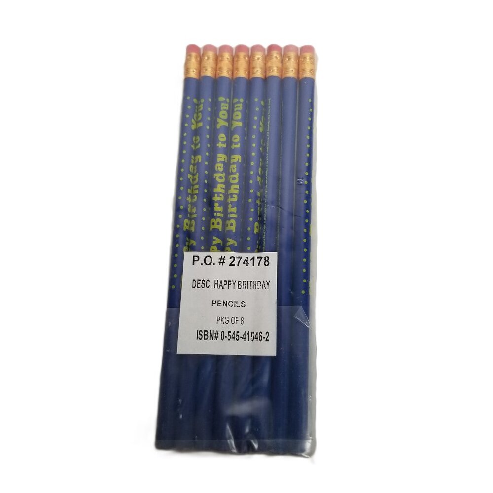 Happy Birthday Pencils 8 Pack Blue Boys Party Favors Classroom Sealed
